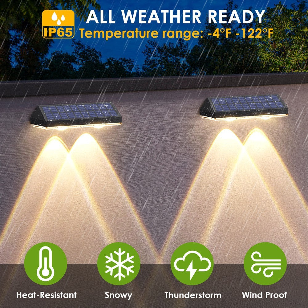 2PCS Super Bright Solar Powered Door Fence Wall Lights LED Outdoor Garden Lamp