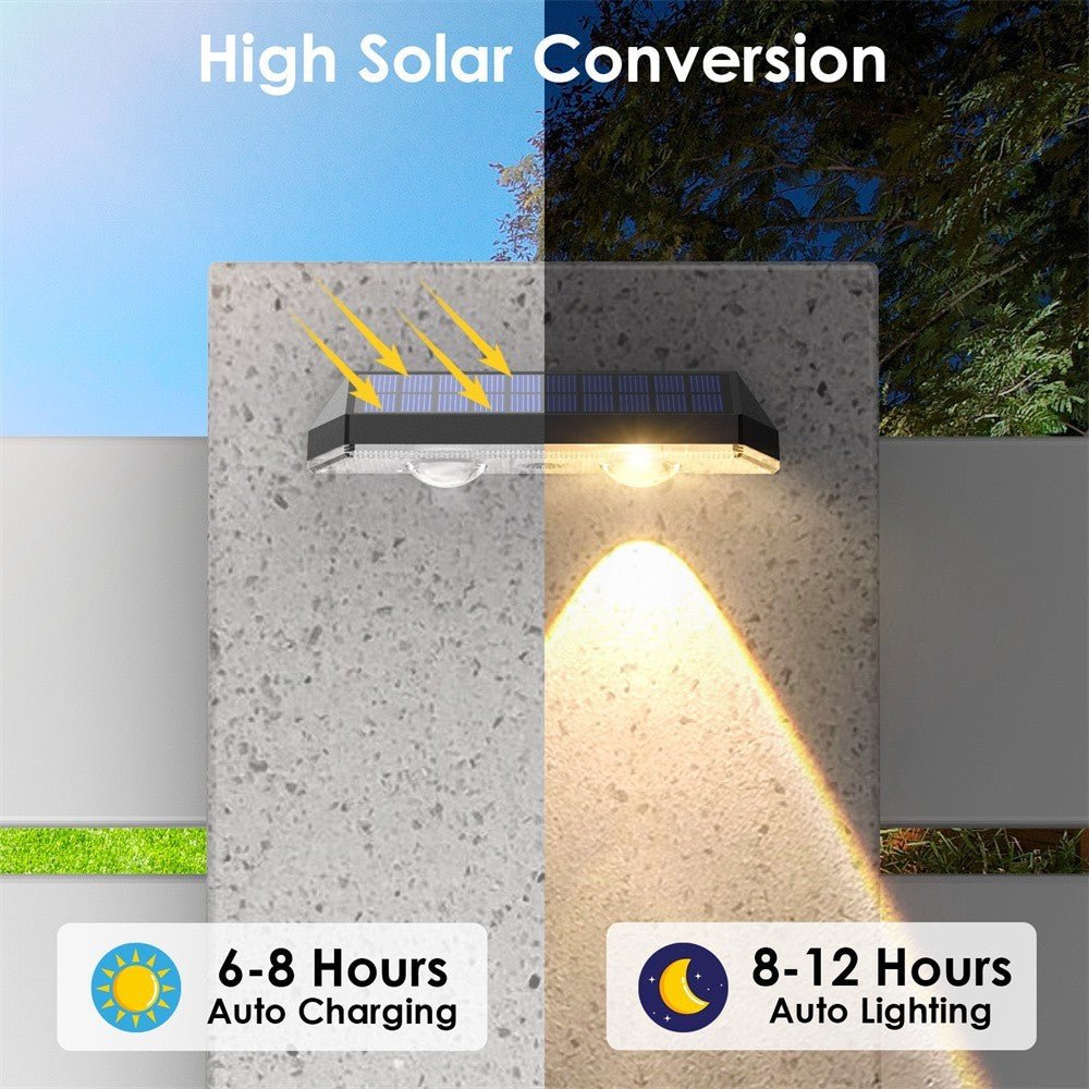 2PCS Super Bright Solar Powered Door Fence Wall Lights LED Outdoor Garden Lamp