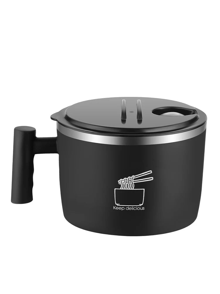 Stainless Steel Bowl with Lid for Instant Noodles Portable Sealed Drain Kitchen Utensil Eco-Friendly Aluminum Alloy Dinnerware