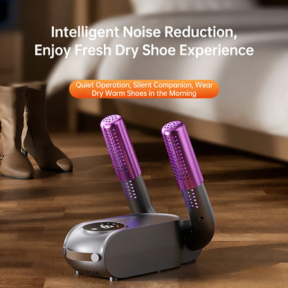 Smart Shoe Dryer with UV Sterilization Fast Drying Constant Temp Quiet Operation Fits All Shoes (Trainers/Boots) with Smart Timer Odor Kill for All Seasons antibacterial UV light 3 in 1 noise reduction quick dry for family