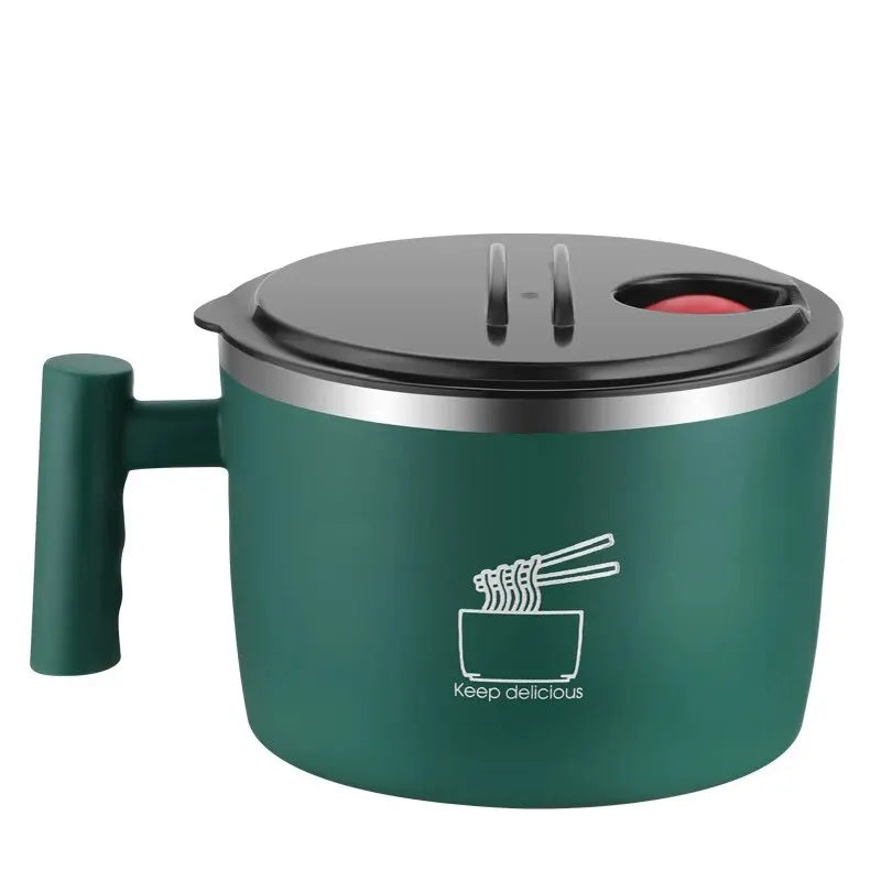 Stainless Steel Bowl with Lid for Instant Noodles Portable Sealed Drain Kitchen Utensil Eco-Friendly Aluminum Alloy Dinnerware