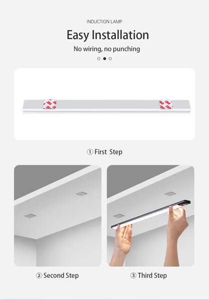 Wireless LED Motion Sensor Night Light USB Rechargeable under Cabinet Wardrobe Lamp Eye Catching Kitchen Backlight use for kitchen cabinet bathroom bedroom LED light