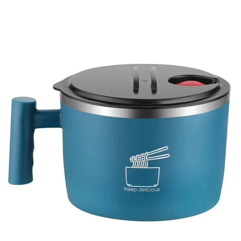 Stainless Steel Bowl with Lid for Instant Noodles Portable Sealed Drain Kitchen Utensil Eco-Friendly Aluminum Alloy Dinnerware