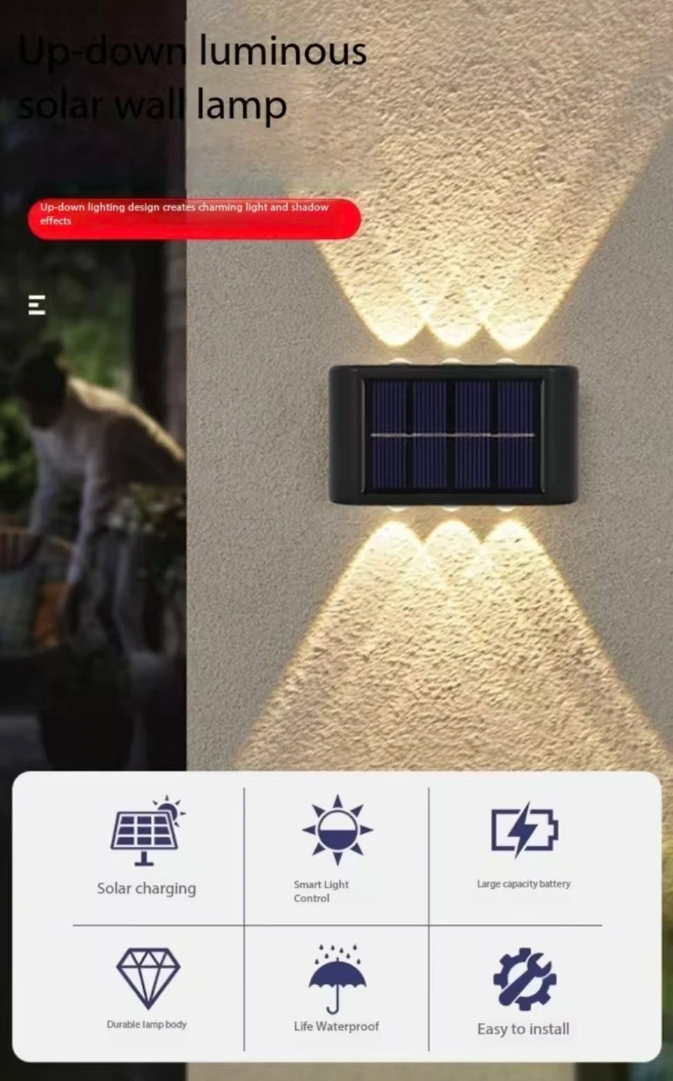 TOP SELLING Solar LED Outdoor Wall Light Waterproof Dusk to Dawn Fence Lamp for Garden Yard Porch Pathway Patio - Home Decor Lighting perfect for evening garden lights