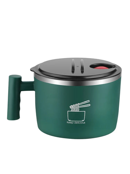Stainless Steel Bowl with Lid for Instant Noodles Portable Sealed Drain Kitchen Utensil Eco-Friendly Aluminum Alloy Dinnerware