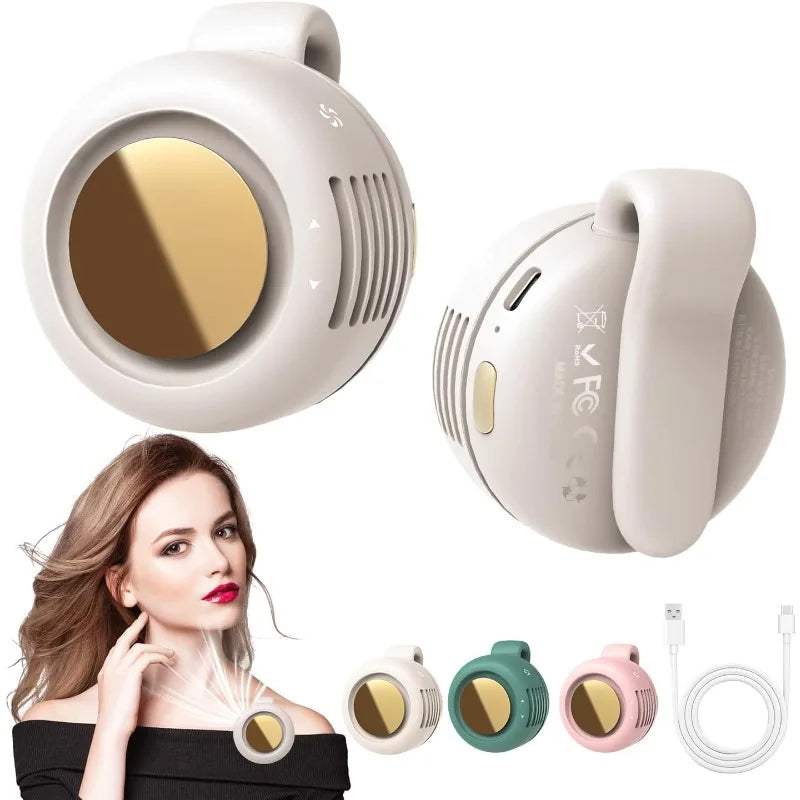 NEW Portable Silent Mini Bladeless Electric Fan Clip-On Adjustable 3-Speed Small Fan for Outdoor Comfortable Wearable Cooling Accessory for hot weather summer season