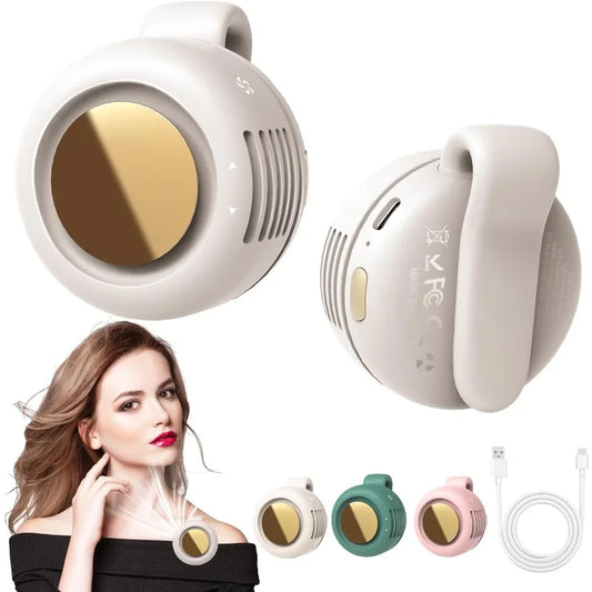 NEW Portable Silent Mini Bladeless Electric Fan Clip-On Adjustable 3-Speed Small Fan for Outdoor Comfortable Wearable Cooling Accessory for hot weather summer season
