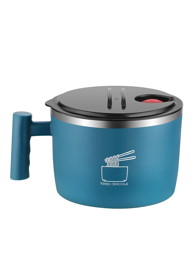 Stainless Steel Bowl with Lid for Instant Noodles Portable Sealed Drain Kitchen Utensil Eco-Friendly Aluminum Alloy Dinnerware