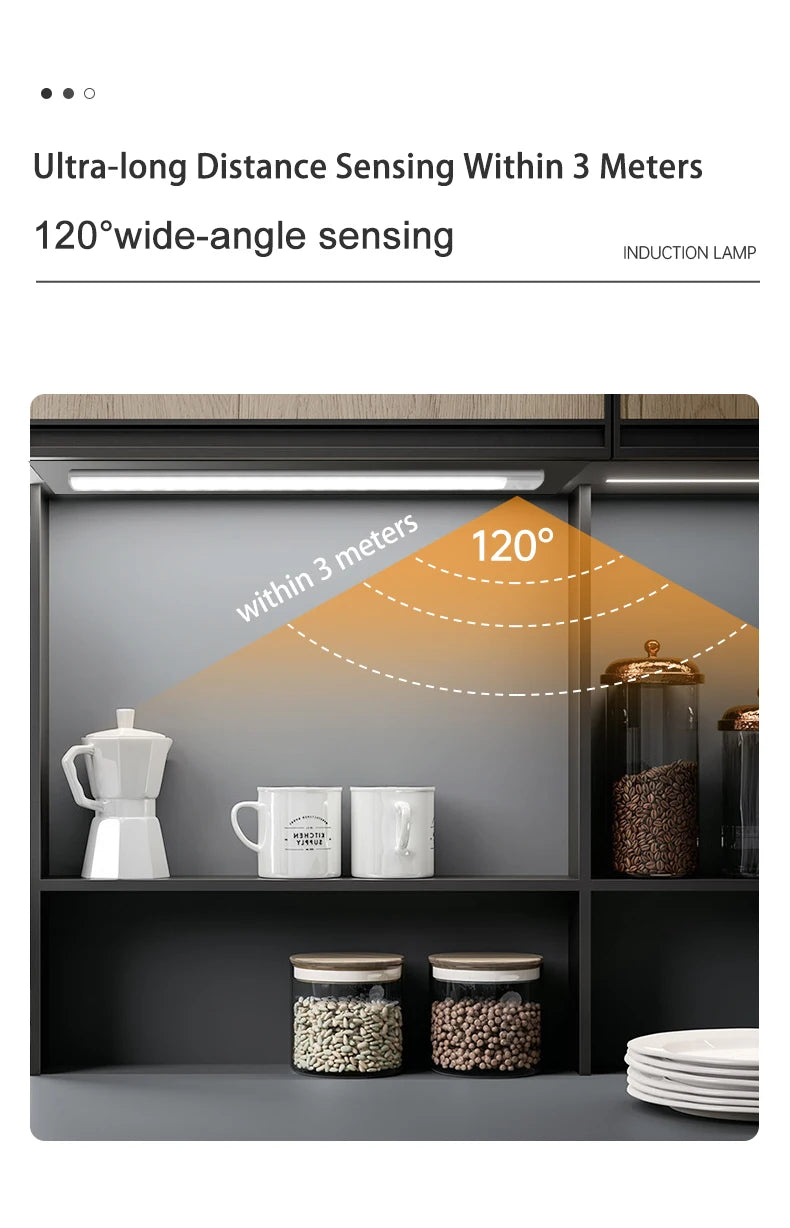 Wireless LED Motion Sensor Night Light USB Rechargeable under Cabinet Wardrobe Lamp Eye Catching Kitchen Backlight use for kitchen cabinet bathroom bedroom LED light