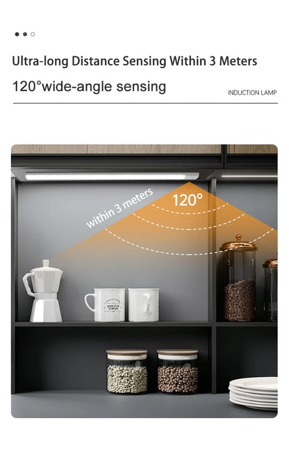 Wireless LED Motion Sensor Night Light USB Rechargeable under Cabinet Wardrobe Lamp Eye Catching Kitchen Backlight use for kitchen cabinet bathroom bedroom LED light