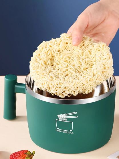 Stainless Steel Bowl with Lid for Instant Noodles Portable Sealed Drain Kitchen Utensil Eco-Friendly Aluminum Alloy Dinnerware