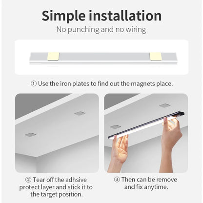 Wireless LED Motion Sensor Night Light USB Rechargeable under Cabinet Wardrobe Lamp Eye Catching Kitchen Backlight use for kitchen cabinet bathroom bedroom LED light