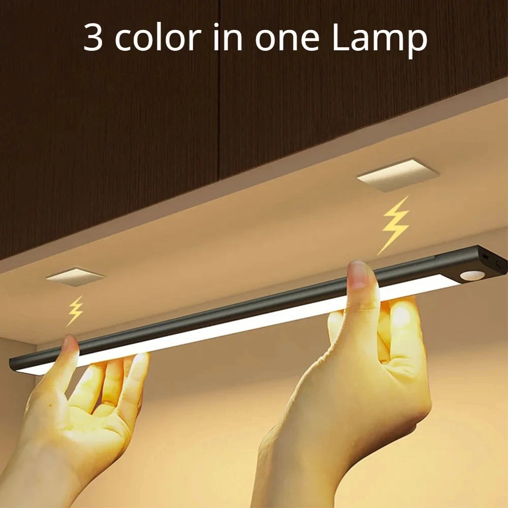 Wireless LED Motion Sensor Night Light USB Rechargeable under Cabinet Wardrobe Lamp Eye Catching Kitchen Backlight use for kitchen cabinet bathroom bedroom LED light