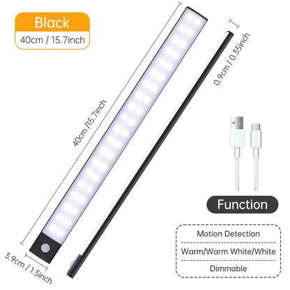 Wireless LED Motion Sensor Night Light USB Rechargeable under Cabinet Wardrobe Lamp Eye Catching Kitchen Backlight use for kitchen cabinet bathroom bedroom LED light