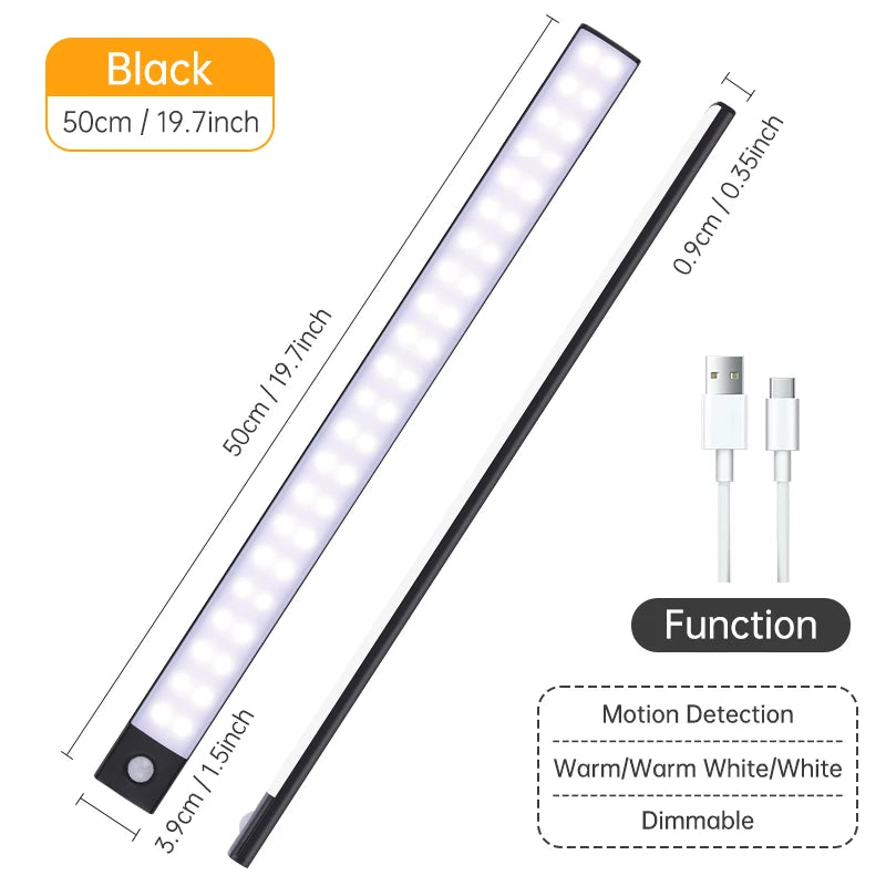 Wireless LED Motion Sensor Night Light USB Rechargeable under Cabinet Wardrobe Lamp Eye Catching Kitchen Backlight use for kitchen cabinet bathroom bedroom LED light