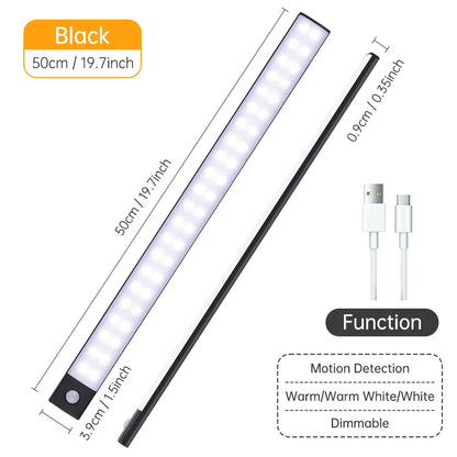 Wireless LED Motion Sensor Night Light USB Rechargeable under Cabinet Wardrobe Lamp Eye Catching Kitchen Backlight use for kitchen cabinet bathroom bedroom LED light