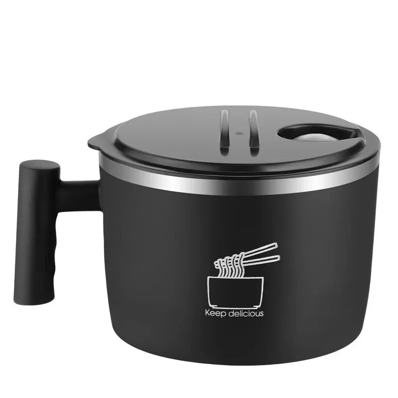Stainless Steel Bowl with Lid for Instant Noodles Portable Sealed Drain Kitchen Utensil Eco-Friendly Aluminum Alloy Dinnerware