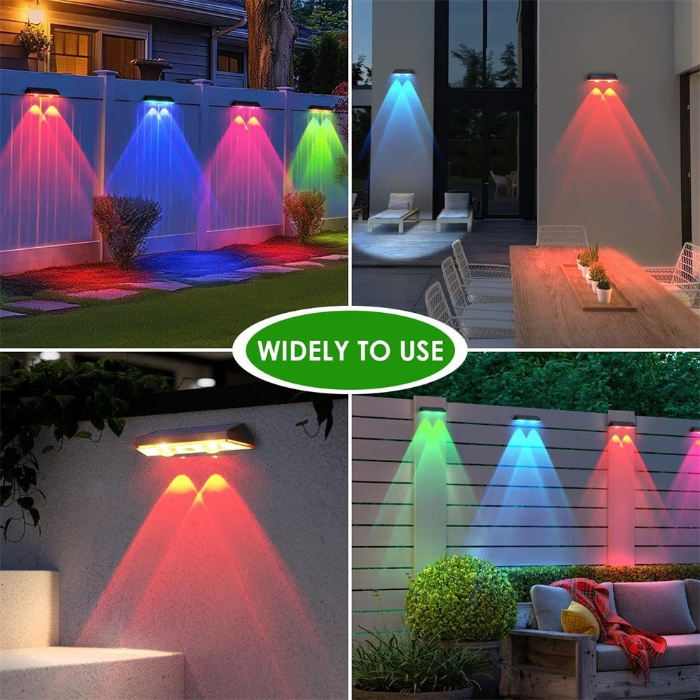 2PCS Super Bright Solar Powered Door Fence Wall Lights LED Outdoor Garden Lamp